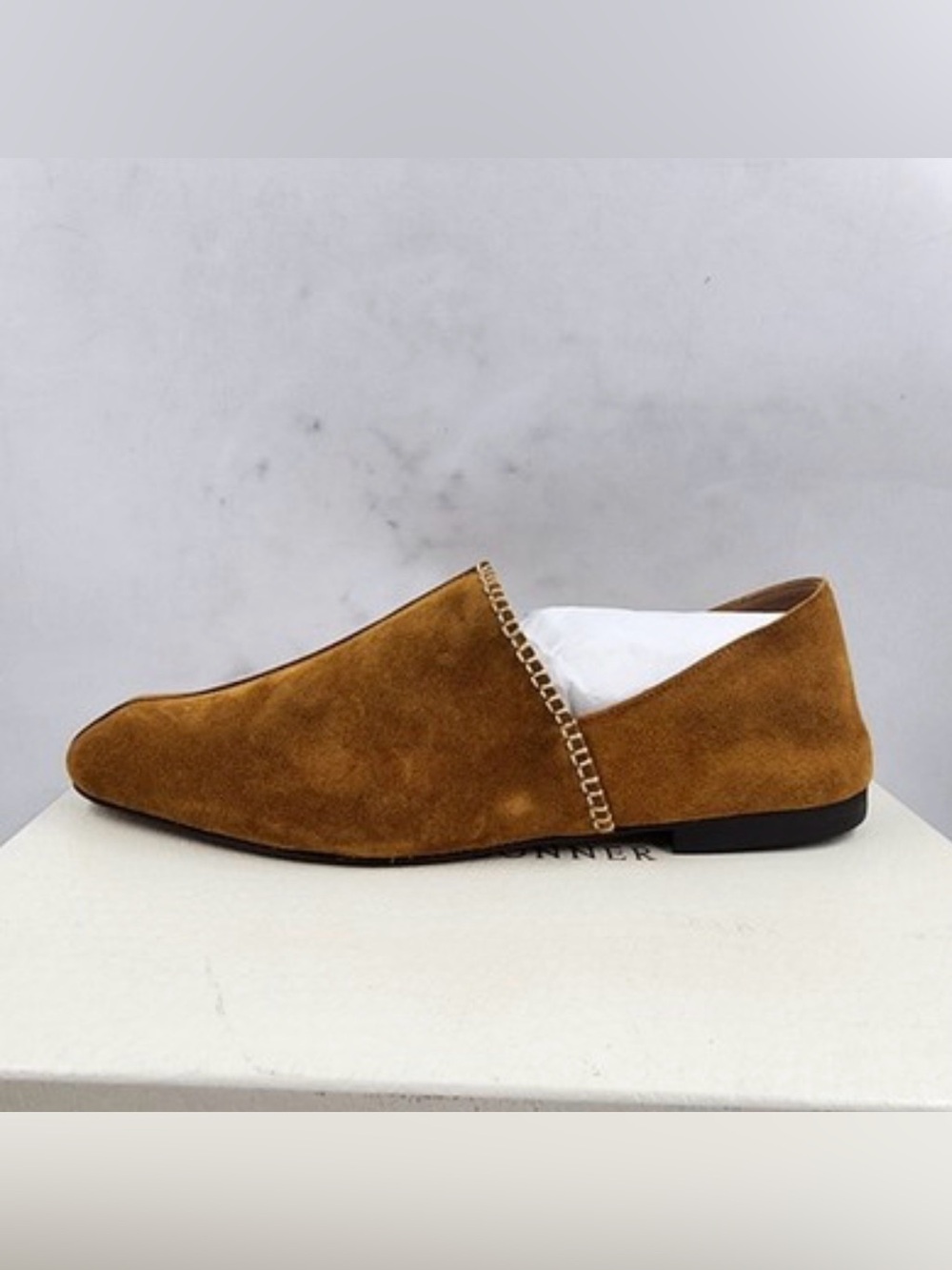 Wales Bonner Men's Suede Slip-On Loafer in Cognac